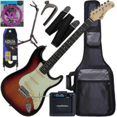 Kit Guitarra Elétrica Strato Tagima Woodstock Tg-500 Classic SB Sunbur