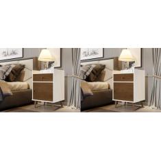 kit 2 Mesas de Cabeceira Montana Perola / Caramelo - Comprar Moveis Em