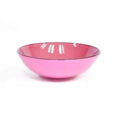 Cuba de vidro redonda 31cm rosa - CubaseGabinetes