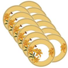 Sousplat Flores Amarelo - NSW, Sem base, 12 Peças