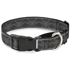 Buckle-Down Coleira para cachorro com estampa de blocos multicoloridos, 2,54 cm de largura, serve para pescoços de 28-43,18 cm - Médio