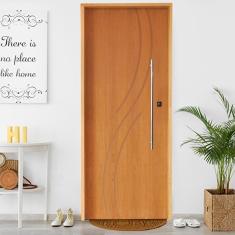 Kit Porta De Madeira Pivotante 210X92Cm Batente 14Cm Fechadura 803 Rolete Externa 9 Imbuia