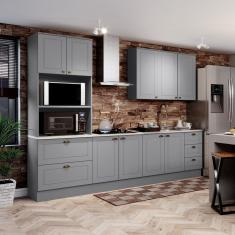 Cozinha Completa 8 Portas 5 Gavetas Emily Cinza-calcare