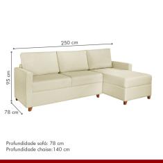 Sofá 3 Lugares Com Chaise Moov Yescasa Palha