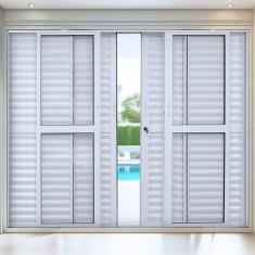 Porta Balção De Aluminio 210x200cm 4 Folhas Moveis E 2 Folha Fixa Branco