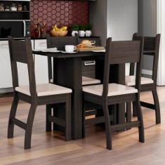 Conjunto Mesa de Jantar 4 Lugares Milano - Poliman Móveis, Amêndoa com