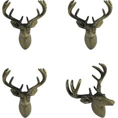 RR-RUOSHUI 4 maçanetas de armário de veado, puxadores de furo único, puxadores de gaveta retrô para gaveta, guarda-roupa, puxadores decorativos de cozinha doméstica, puxadores