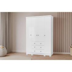 Guarda Roupa Infantil C/ 4 Portas E 3 Gavetas Júnior Branco - Peroba