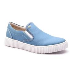 Tênis Slip On Casual Feminino Lona Elástico Calce Fácil-Feminino