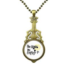 DIYthinker You Make Me Colar estilo citação feliz pingente de música de guitarra antiga