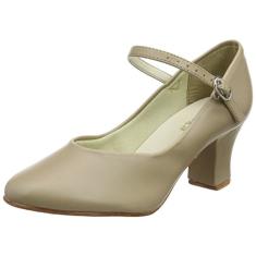 Só Dança – Sapato de Character CH52 com Salto 5 cm, Forro Acolchoado, Sola de Couro, Bege, 33