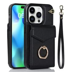 Capa de telefone de couro de luxo para iPhone 14 13 12 Mini 11 Pro X XS Max XR 8 7 6 6S Plus SE 2020 Carteira titular do cartão Stand Back Cover, preto, para iPhone 6 Plus