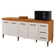 Balcão Atenas 4 Portas E 3 Gavetas Kaiki Moveis Nature/Off White
