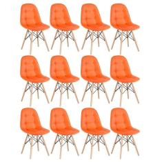 KIT - 12 x cadeiras estofadas Eames Eiffel Botonê - Base de madeira clara