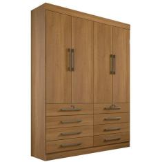 Guarda Roupa Solteiro 4 Portas 6 Gavetas - Mônaco-Cinamomo - Móveis D`Doro