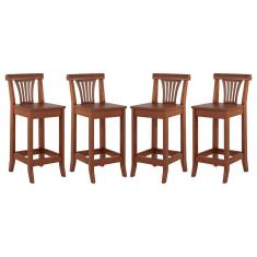Kit 4 Banquetas Média Madeira Maciça Valentina 36x90Cm Bancada Cozinha Gourmet Verniz Imbuia - RMI