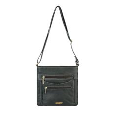 Bolsa tiracolo em couro liso Thais - Verde militar