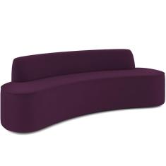 Sofá 4 Lugares Curvo Sala De Estar Living Cancún D02 Veludo Roxo 230 Cm C-292