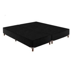 Cama Box Base King Sommier Rústico Bordado Black (193x203x20) - Paropa