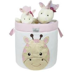 Cesto Organizador De Brinquedos Bordado Girafa Rosa - Tropical Baby