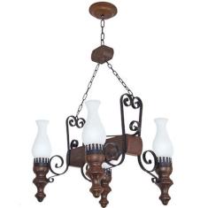 Lustre Muller Rustico 4 Lâmpadas Envelhecido 724E - LUMINARIAS MULLER