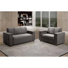 Conjunto de Sofá Maceió 2 e 3 Lugares Cinza
