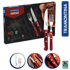 Jogo De Talheres Tramontina Churrasco 12 Pcs Polywood Madeira