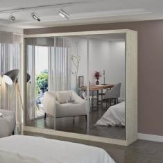 Guarda Roupa Casal Espelhado 3 Portas de Correr 4 Gavetas 1904E3 Foscarini Marfim Areia