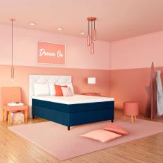 Colchão Casal Mola Ensacada Coucher Macio (25x138x188) Azul e Branco