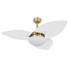 Ventilador de Teto Volare Dourado Vidro Fechado Dunamis Pá S3 Branca 127V
