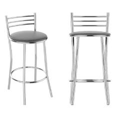 Banqueta Cozinha Cromada Redonda Veneza Alta 70cm - Flape