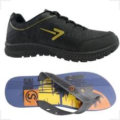 Kit Tenis Esportivo E Chinelo Tamanho Especial Do 45 A 49 Macio Antiderrapante Leve Ultraconfortavel-Masculino