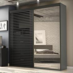 Guarda-Roupa Sol 2 Portas Ripada 100% MDF com Espelho Autes - Belmax