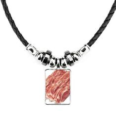 DIYthinker Colar de textura de carne crua com pingente de corda de couro de torque