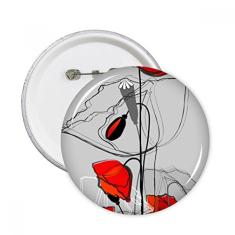 Linhas de arte abstrata com flores vermelhas, pinos, distintivo, botão, emblema, decoração, 5 peças