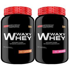 2x Whey Protein Waxy Whey (35%) - 2kg - Bodybuilders Morango e Cappuccino