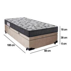 Cama Box Baú Solteiro Suede + Colchão De Espuma D33 - SerenePrime - 88cm