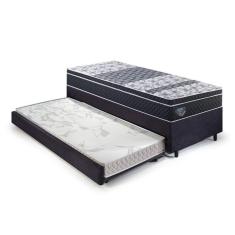 Bicama Box Solteiro King com Colchão Gran Sleep Ecoflex Molas Verticoil Suede 96x203cm Preto
