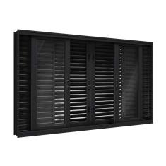 Janela de Aço Veneziana Flex 6 Folhas 100X200cm Facilitá Lucasa Preto