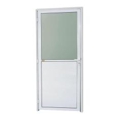Porta de Alumínio Lambri e Vidro 210x90cm com Vidro Boreal Super Brimak Branco