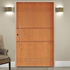 Kit Porta de Madeira Pivotante 210x120cm Batente 14cm Fechadura 803 Rolete Externa Belissima 7 Hale Esquadrias Imbuia