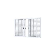 Janela Veneziana de Correr Central 6 Folhas com Grade Alumínio 100cmx120cm Riobras Branco