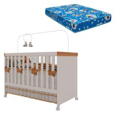 Berço Americano Mini Cama Antonella Off White Caramelo com Colchão Ortobom - Canaã