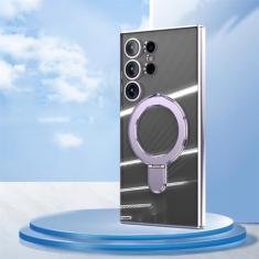 Capa de anel magnético para Samsung Galaxy S24 Ultra Plus TPU com revestimento de suporte capa anti-queda para S24plus S24Ultra, lavanda, para Galaxy S24 Plus