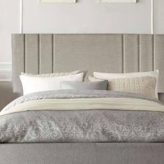 Painel Estofada Grécia 195cm King Size Para Cama Box Quarto Linho Bege - Gat Magazine