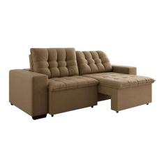 Sofá 3 Lugares Retrátil e Reclinável Giorno Suede Marrom - LinoForte