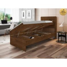 Cama Solteiro Com Bau Framar Larissa Mdf/Mdp Malbec