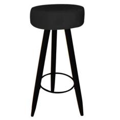 Kit 07 Banqueta Alta Flora Pés Palito em Madeira Preto  Bar Bistrô Coz