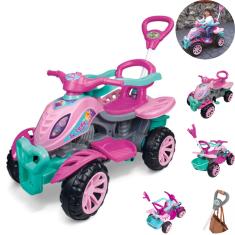 Quadriciclo Carrinho Andador Empurrador De Passeio Infantil Com Pedal e Buzina Lady Star Cor Rosa Menina