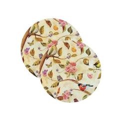 Sousplat Rosas e Pássaros - NSW, com base, 2 Peças